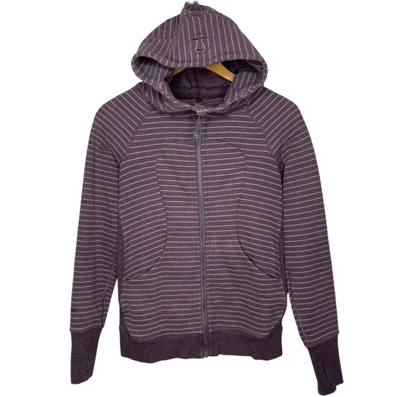 lululemon Scuba Hoodie *Classic Cotton Fleece Parallel Stripe Misty Merlot - Picture 6 of 16